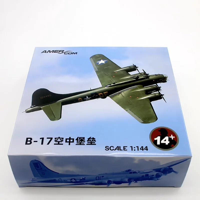 1/144 Scale AMER United States B-17F Flying Fortress Aircraft Memphis Belle B17 Finished Militarized Combat Aircraft Model