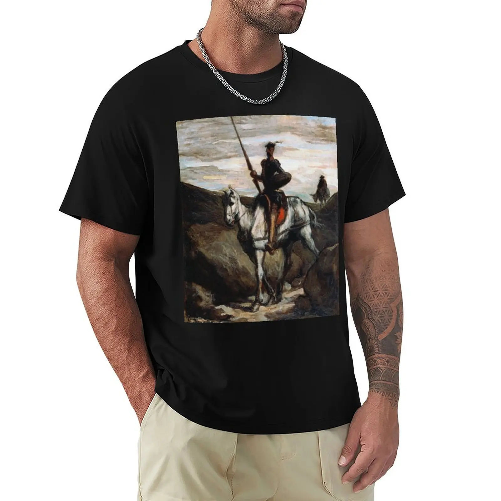 

Honore Daumier - Don Quixote In The Mountains T-Shirt anime stuff quick-drying oversized graphic tee mens vintage t shirts