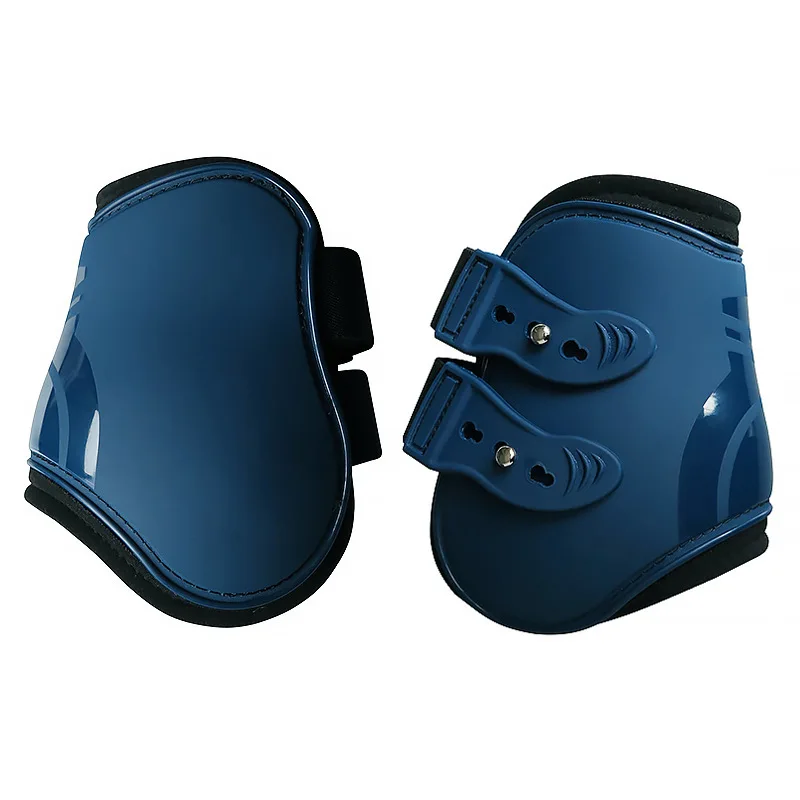 Navy Blue PU Horse Leg Guards Thickened Obstacle Tendon Fetlock Boots with Inner Cushion