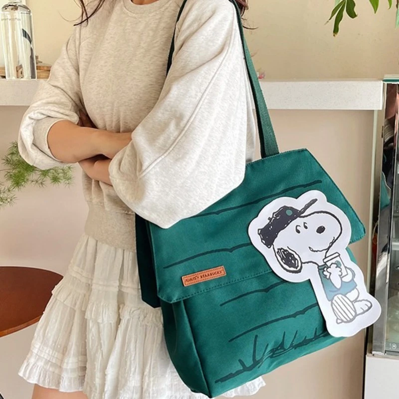 

Новая высококачественная парусиновая большая вместительная сумка-тоут с принтом Snoopy, большая вместительная студенческая учебная сумка, модная сумка через плечо