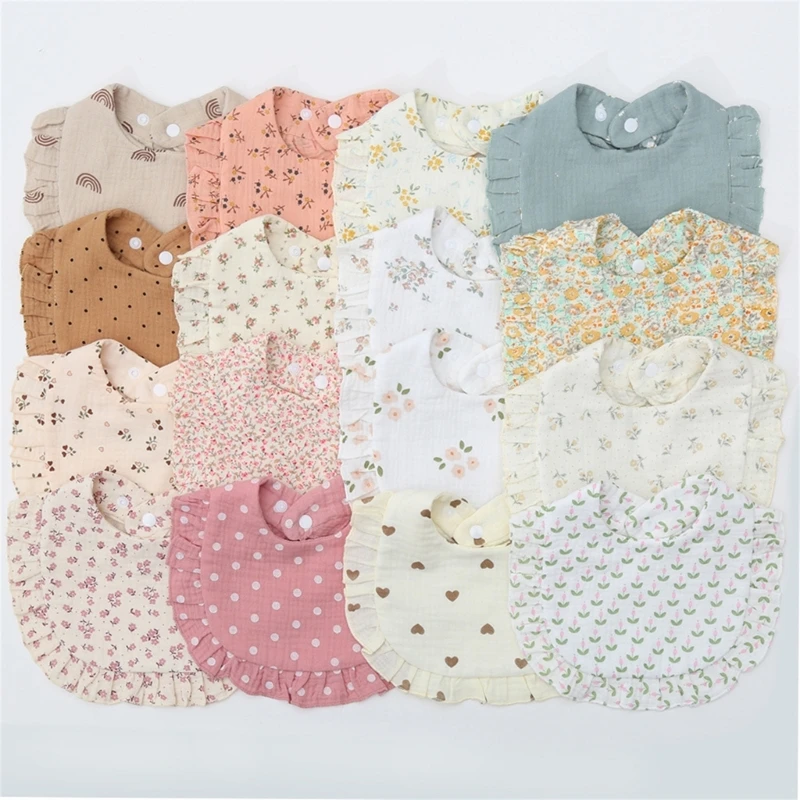 Baby Bibs Burp Cloths Lace Bibs Soft Cotton Adjustable Bib Korean Style Newborn Feeding Bibs Infants Rainbow Saliva Towel