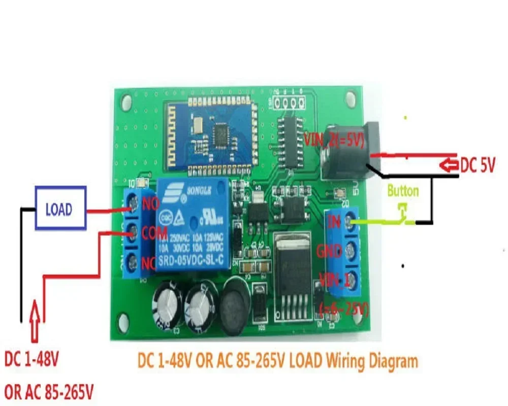 DC 5V 6V 9V 12V 15V 24V Bluetooth-compatible Relay Module Android APP Mobile Phone Remote Control