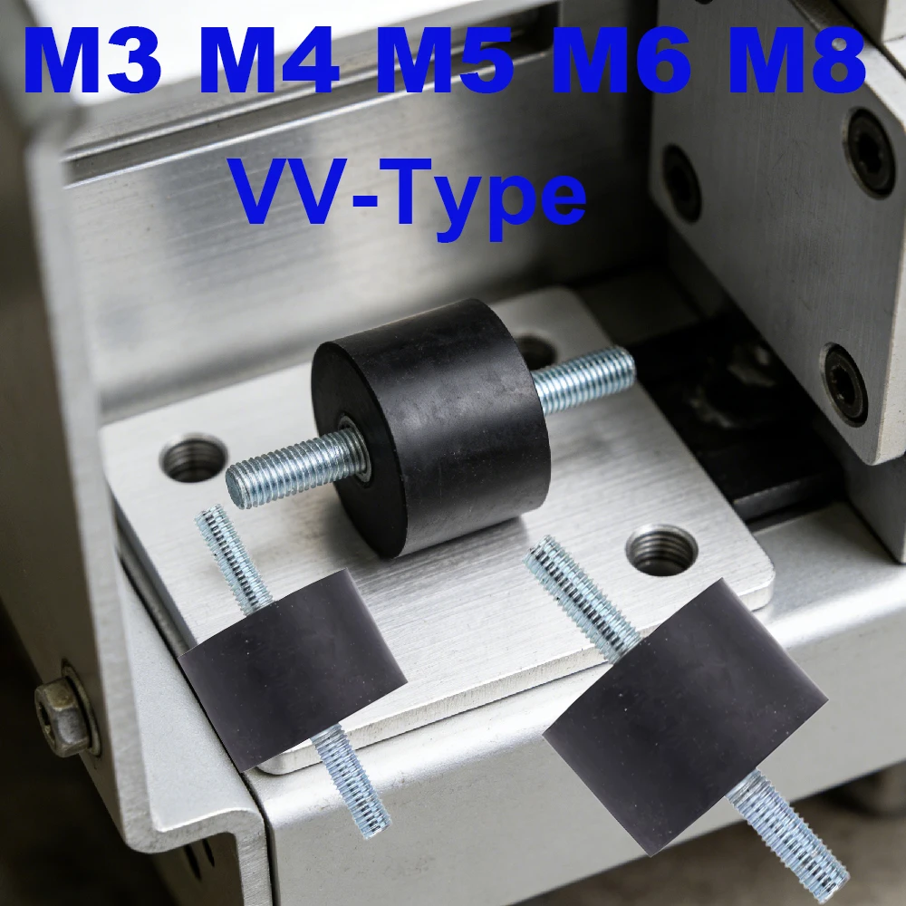 M3 M4 M5 M6 M8 VV-Type Rubber Shock Absorber Male-Male Thread Mount Anti Vibration Silent Block Dia 8-40mm