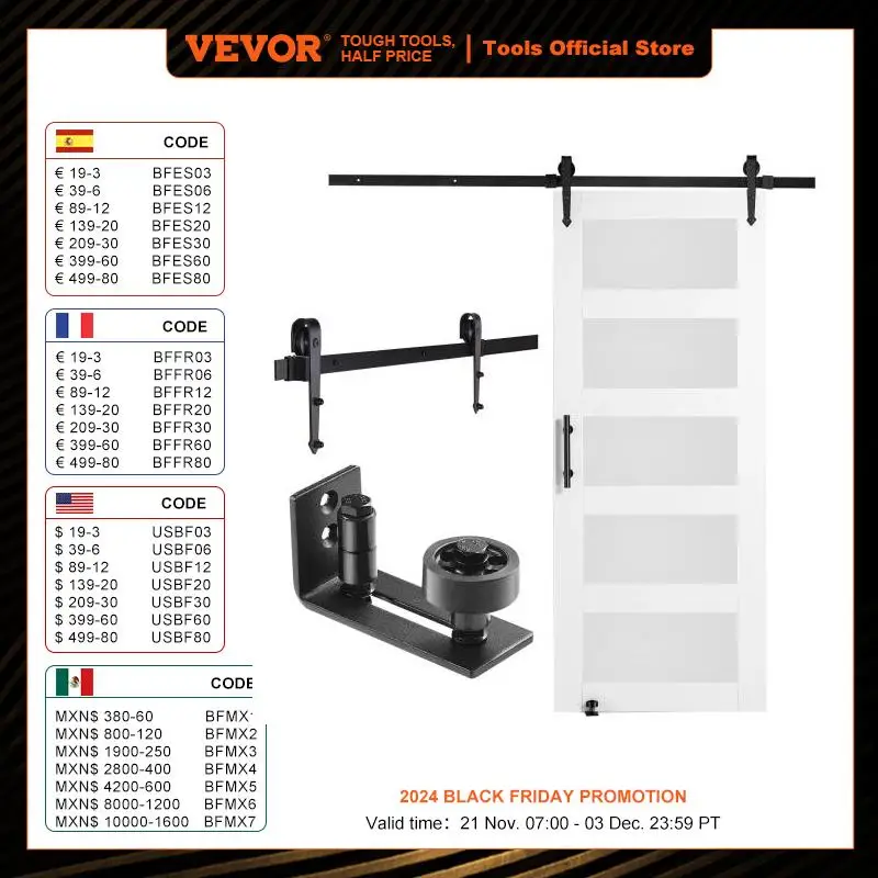 VEVOR Barn Door and Hardware Kit Wood and Glass Sliding Barn Door Smoothly and Quietly Barn Door Kit 8in1 Floor Gide