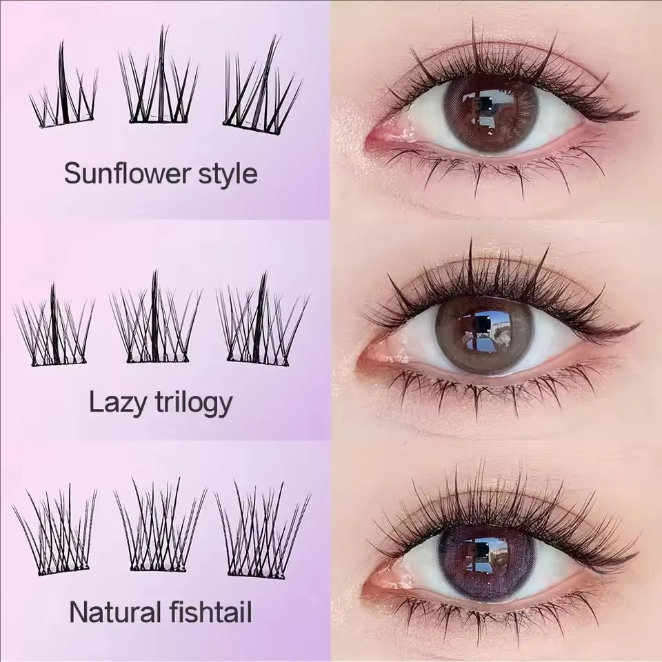 MJ 10 Rows of Large Capacity Glue-free False Eyelashes Single Cluster 10-12MM C-curled Natural Self-adhesive False Eyelashes