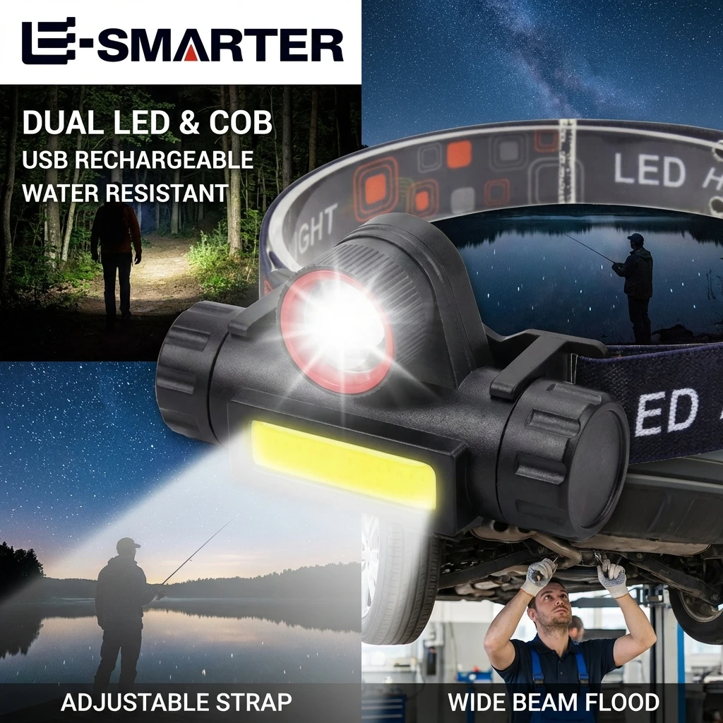 Outdoor Waterproof COB LED Headlamp Torch Rechargeable Headwear Flashlight Camping Fishing Mining Lantern Headlight With Magnet
