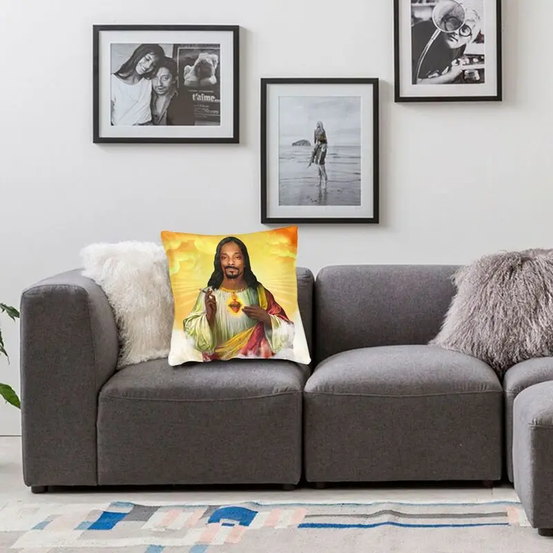 Saint Jesus Snoop Dogg Music Rapper Throw Pillow Case Home Decor Custom Square Cushion Cover 40x40 Pillowcover for Living Room