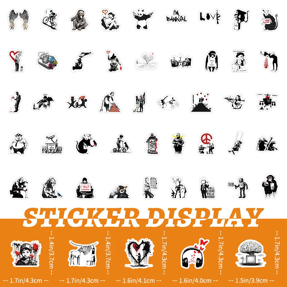 50/103PCS Banksy Cartoon Stickers Graffiti ART Sticker Waterproof Decoration DIY Luggage Laptop Phone Car Bike Skateboard Toy