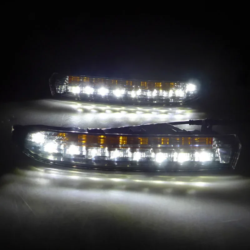 Car LED DRL Daylights For Volkswagen VW CC 2009 - 2013 Yellow Turn Signal Daytime Running Headlamps Auto Driving Lamp Foglamps