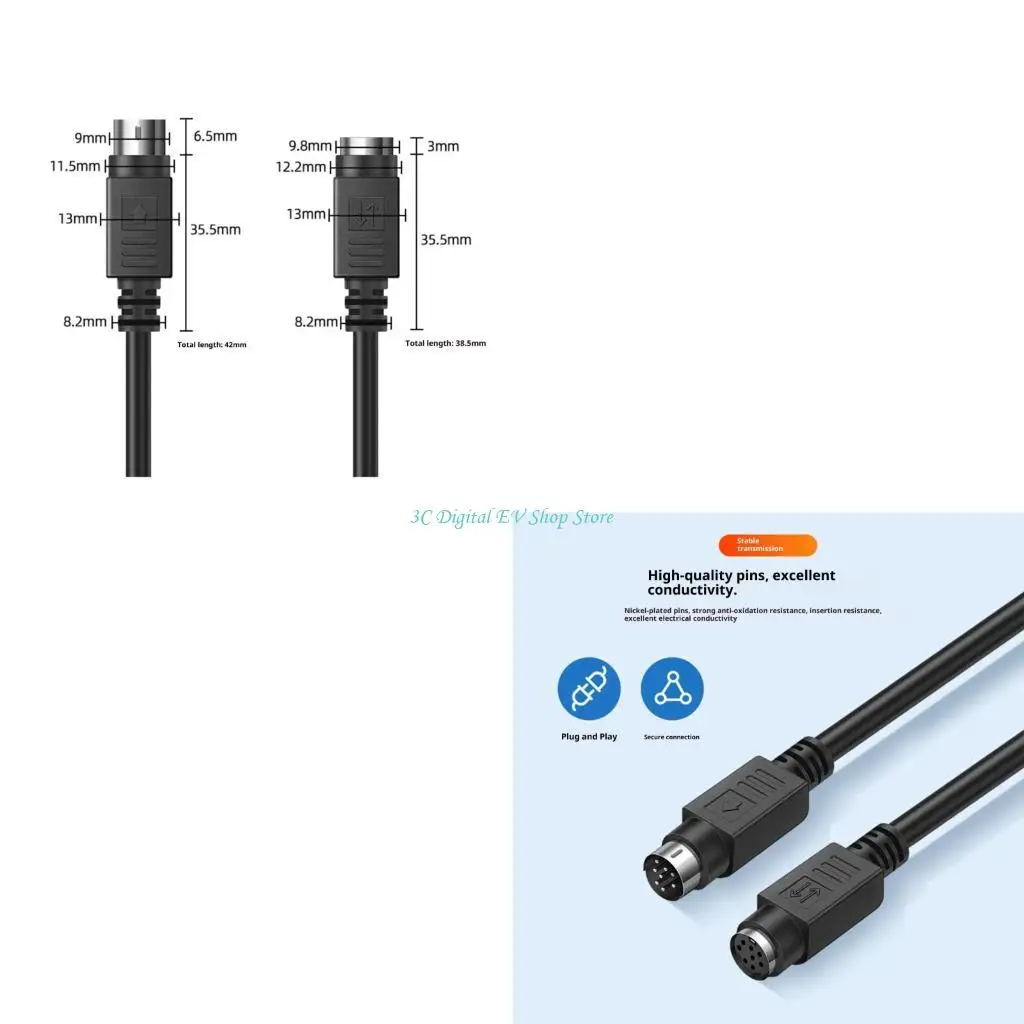 

E74D 8Pin DIN Cable 8Pin DIN Male to Female/Male Extension Cable Professional