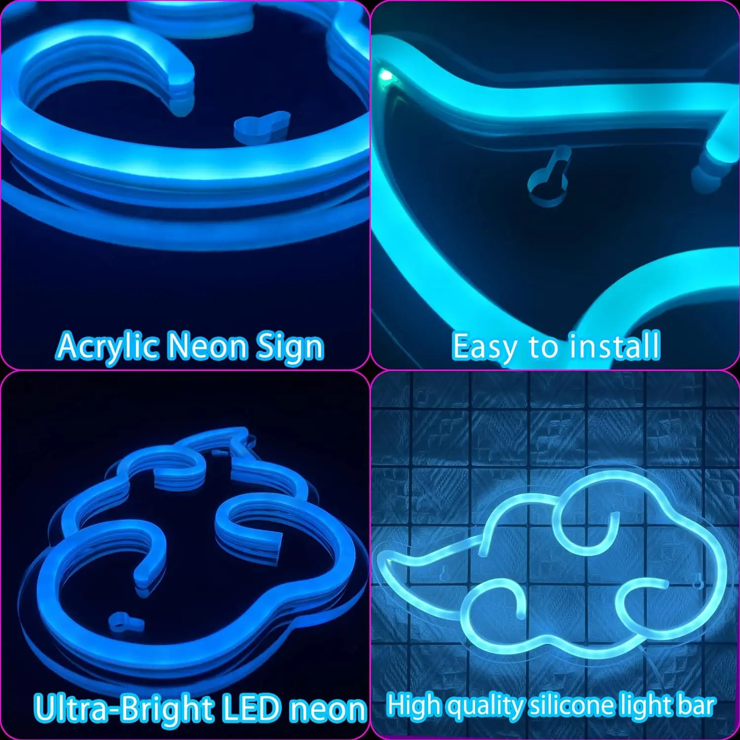 لافتات ضوء النيون زرقاء LED للألعاب ، إضاءة ليلية كرتونية لغرفة النوم ، ديكور حائط ، طاقة USB مع مفتاح ، غرفة ألعاب ، هدية عيد ميلاد