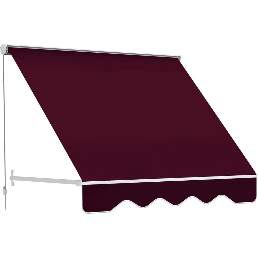 6' Manual Drop Arm Retractable Window Awning, Dual Window Coverage, Wine Red Outdoor Sun Shade for Patio and Balcony