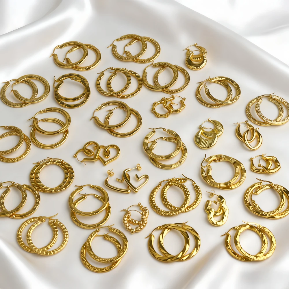 

10 пар/лот, модные классические очаровательные серьги изысканной геометрической формы из нержавеющей стали для женщин, смешанный стиль, вечерние ювелирные аксессуары, подарок