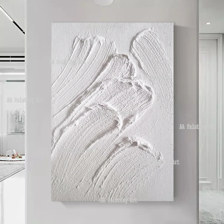 

Hotel Wall Decor Large Size Texture White Thickness Abstract Oil Painting 3D Pure Handmade Canvas Wall Picture Art Luxury Item