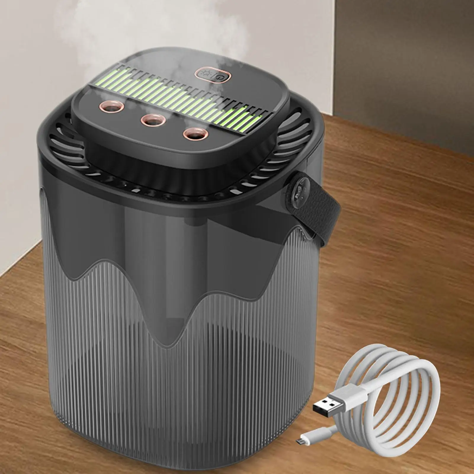 ハンドル付きUSB充電式ミスト空気加湿器,ジムおよびオフィス加湿器,3l