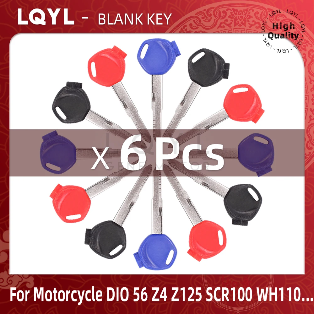 6Pcs Blank Key Motorcycle Replace Uncut Keys For HONDA scooter A magnet Anti-theft lock keys Zoomer DIO 56 Z4 Z125 SCR100 WH110