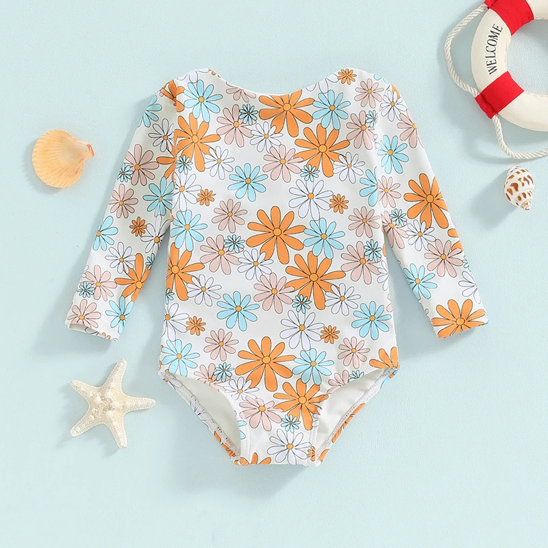 

visgogo Baby Girl Swimwear Summer Floral Print Back Bandage Knot Cutout Monokini Swimsuits for Toddler Bathing Beachwear