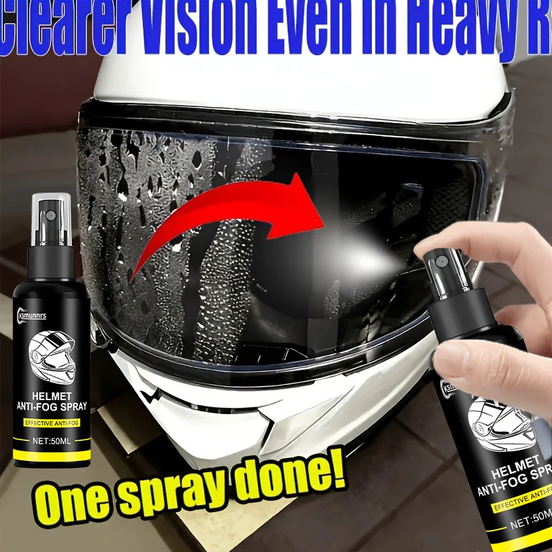 2026 New Motorcycle Helmet Rain Repellent Spray, Anti-Fog Coating for Helmet Visors, Windshields, Glasses and Bathroom Mirrors