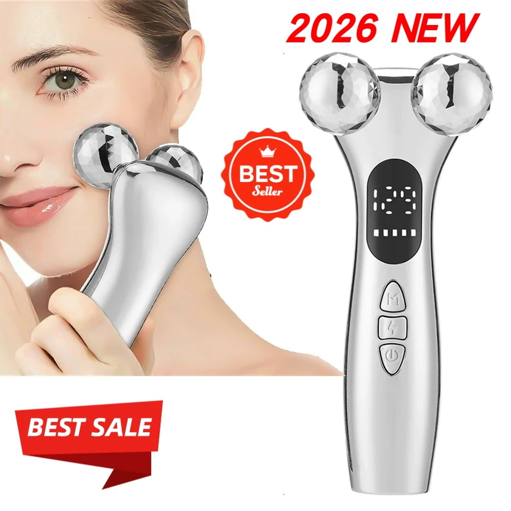 جهاز تجميل الوجه 4D الاهتزاز الأسطوانة مدلك تحسين الهالات السوداء EMS مايكرو الحالي ثبات الجلد مزيل الصينية المزدوجة #1