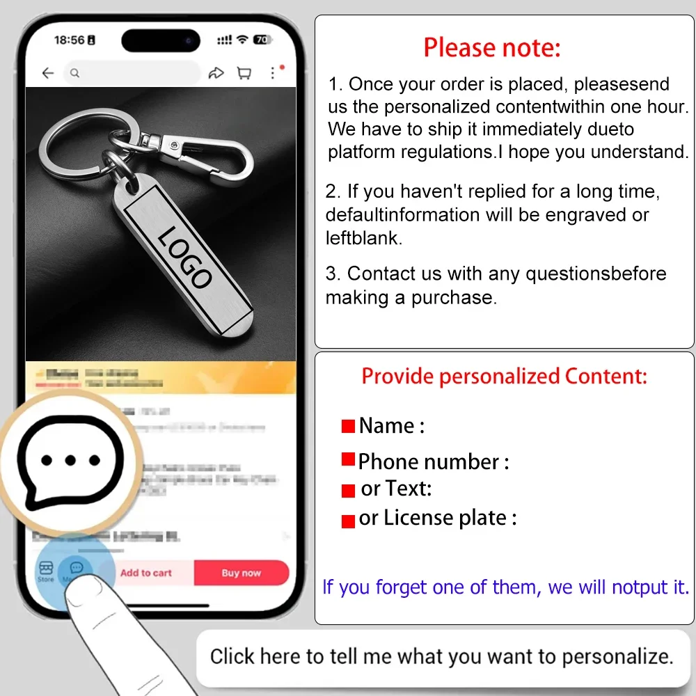 Stainless Steel Custom Engraved Keychain Personalized LogoName Laser Key Rings Durable & Elegant Gift for Men Women Key Holder