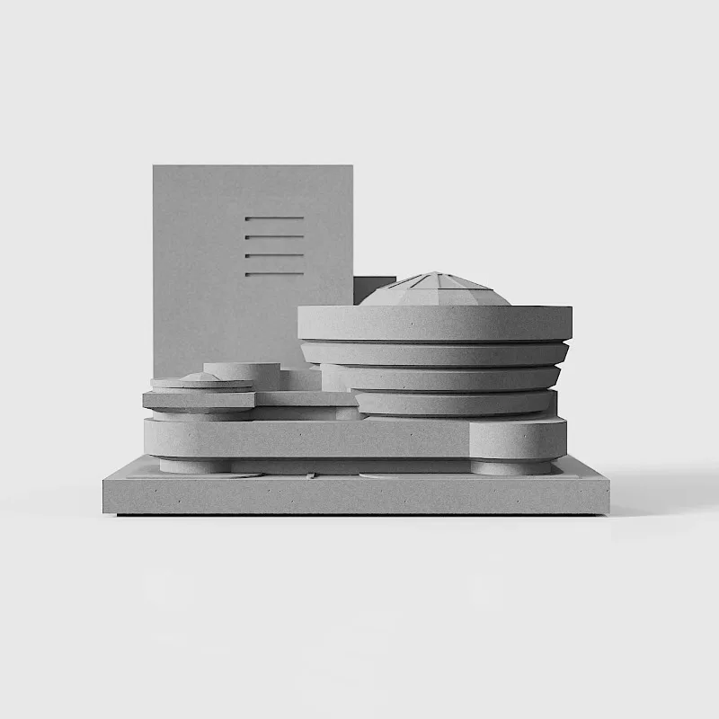 رايت | متحف جوجينهايم | نموذج بناء الأسمنت، ديكور منزلي بسيط وحديث لسطح المكتب وزخرفة نموذج منزل خرساني #4