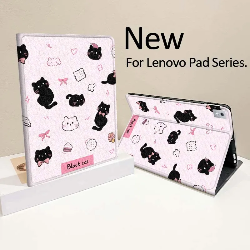 

Creative Black Cat Pattern For Lenovo Pad Tab Legion Xiaoxin Y900 Y700 K10 M10 P11 3rd Pro GT Plus Gen Cover Tablet Case