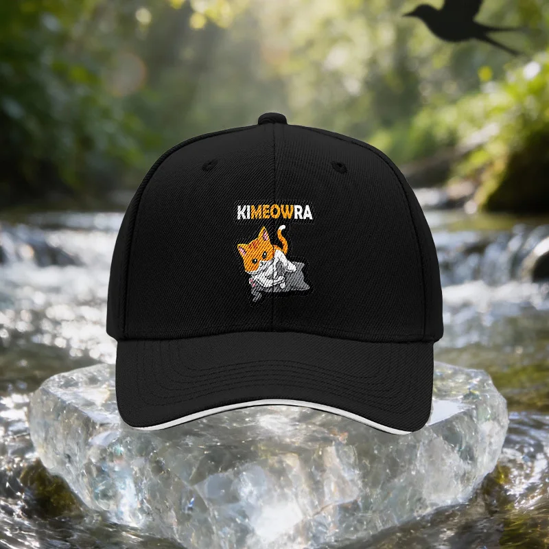 Orange Cat Cartoon Pattern Sandwich Cap, Unisex Easy Lightweight Adjustable Outdoor Sun Hat, Ideal Gift for Travel, Parties, Bir