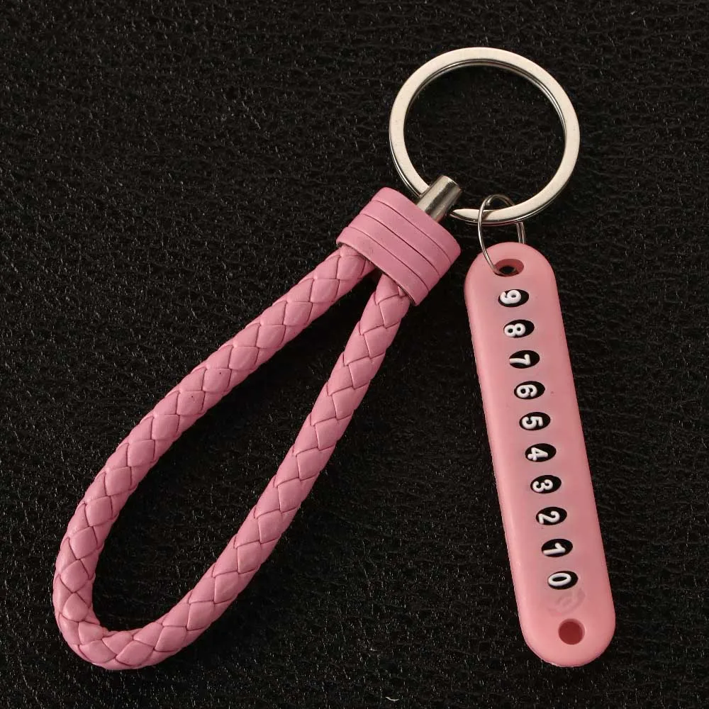High Quality Anti-lost Hand Woven DIY Car Key Holder Lanyard Keyring Phone Number Keychain Car Key Clip ​