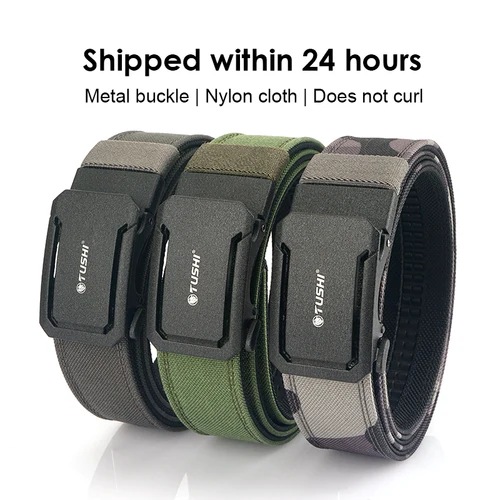 Imagen 2 del producto HSSEE Nuevo cinturón militar duro para hombres y mujeres cinturón táctico al aire libre de nylon apretado hebilla de metal hebilla automática IPSC cinturón de pistola faja casual masculina