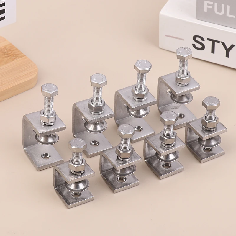 HOT! 2/4Pcs Stainless Steel C-clamp Jaws Corrosion-resistant Rust-proof Adjustable Positioning Screw For Desk Fixed Holders