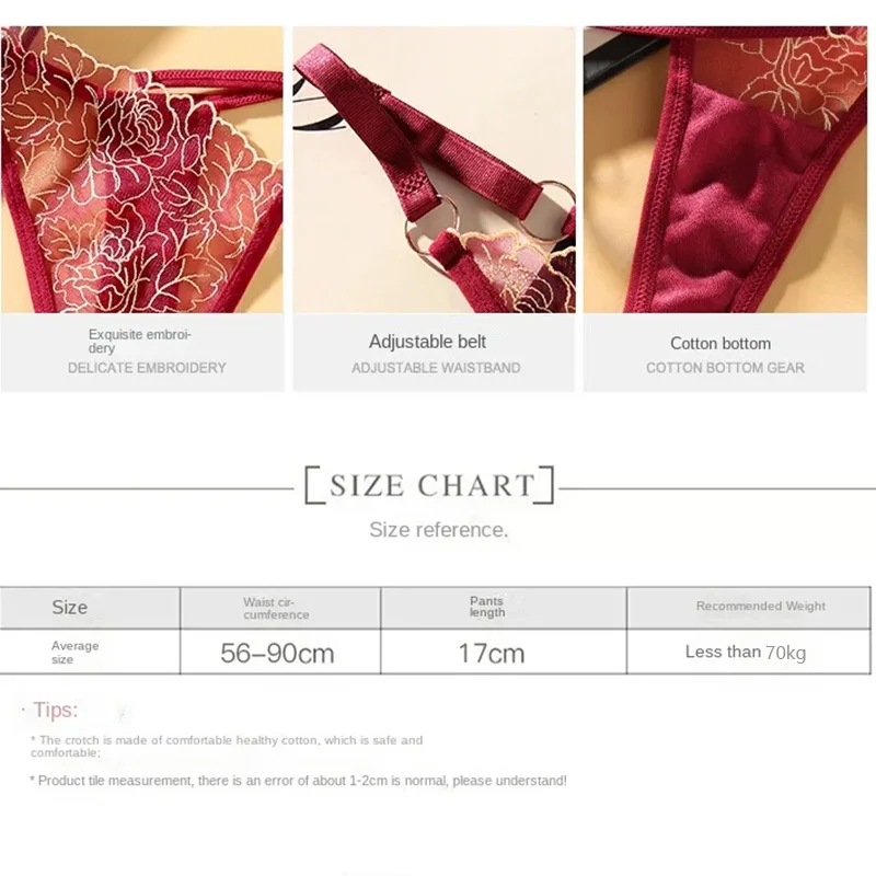 Sexy Lace Embroidery Thongs Women G strings Panties Transparent Mesh Underwear Ladies Briefs Adjustable Waist Culotte female image 6