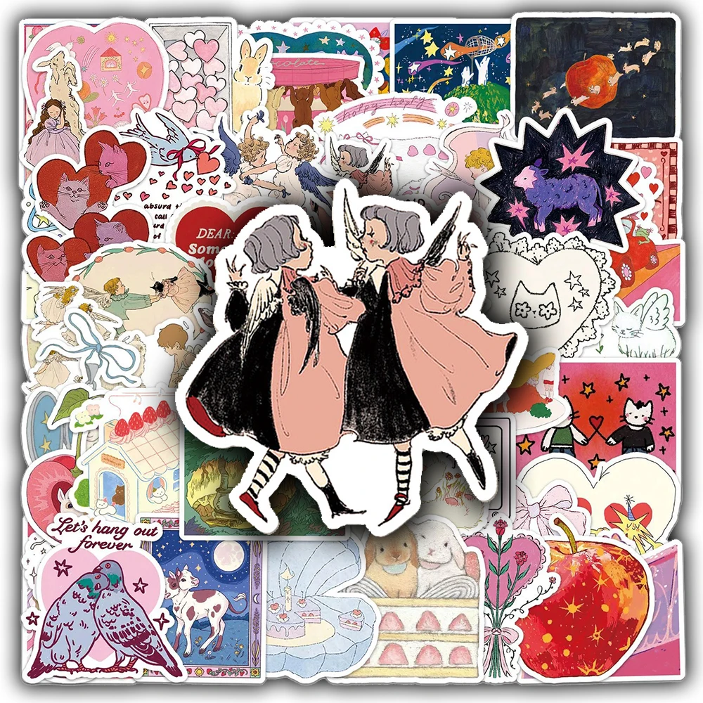 10/30/50 Stück Vintage Märchenstil Graffiti-Aufkleber Kawaii Mädchen Cartoon Dekoration Aufkleber DIY Gepäck Gitarre Notizbuch Sticker