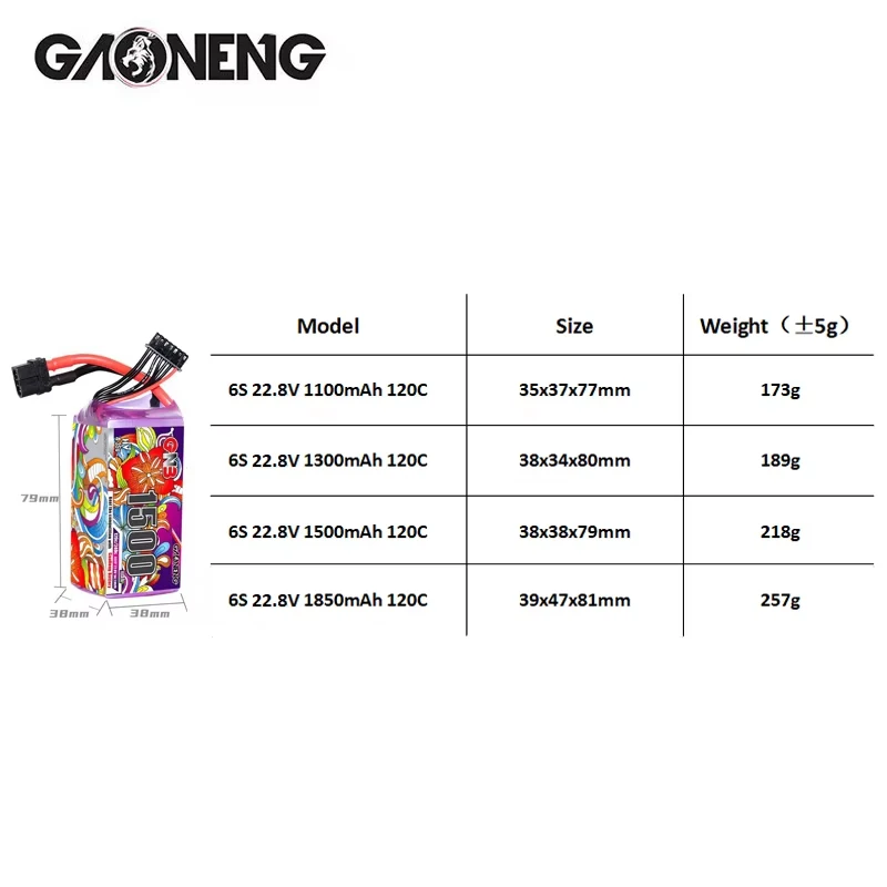 2 pces gwn 6s lipo bateria 22.8v 1100/1300/1500/1850mah 120c com xt60 para fpv drone quadcopter helicóptero avião rc bateria