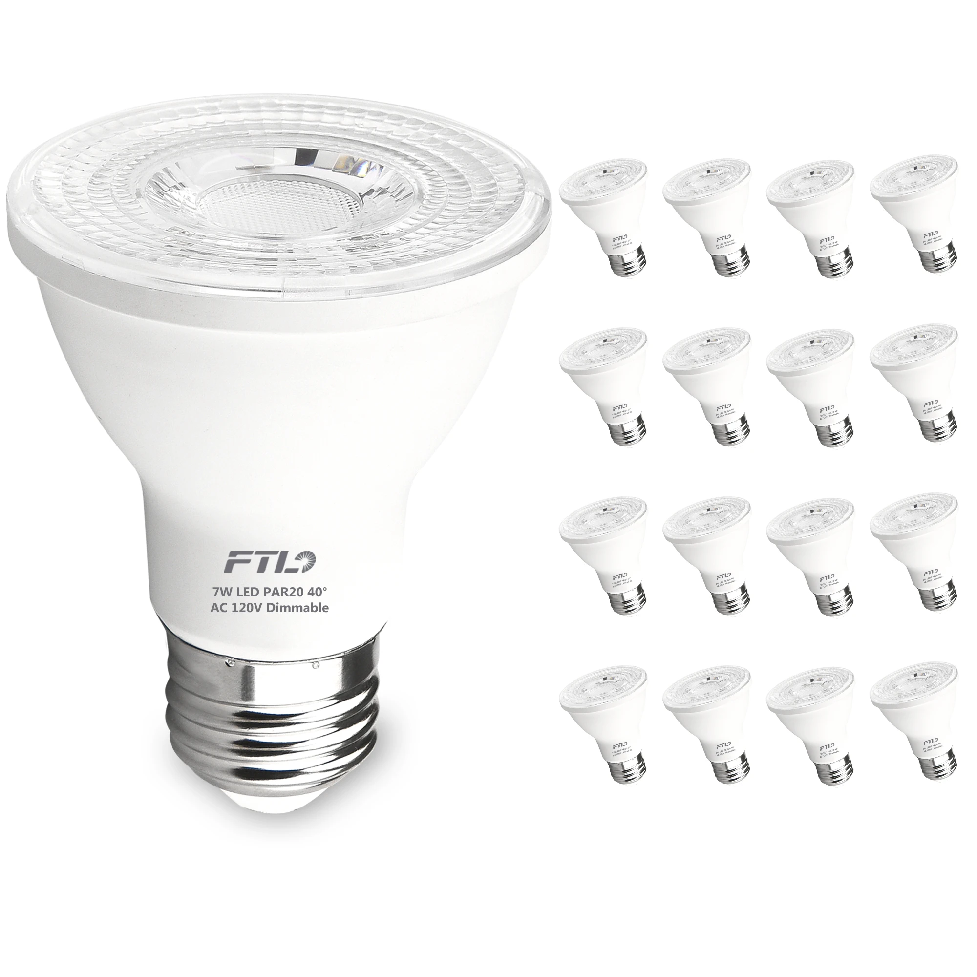 20-Pack PAR20 LED Bulbs 5000K Daylight White, 7W 600LM 50W 60W Equivalent, Dimmable Spot Light Bulb, E26 Base