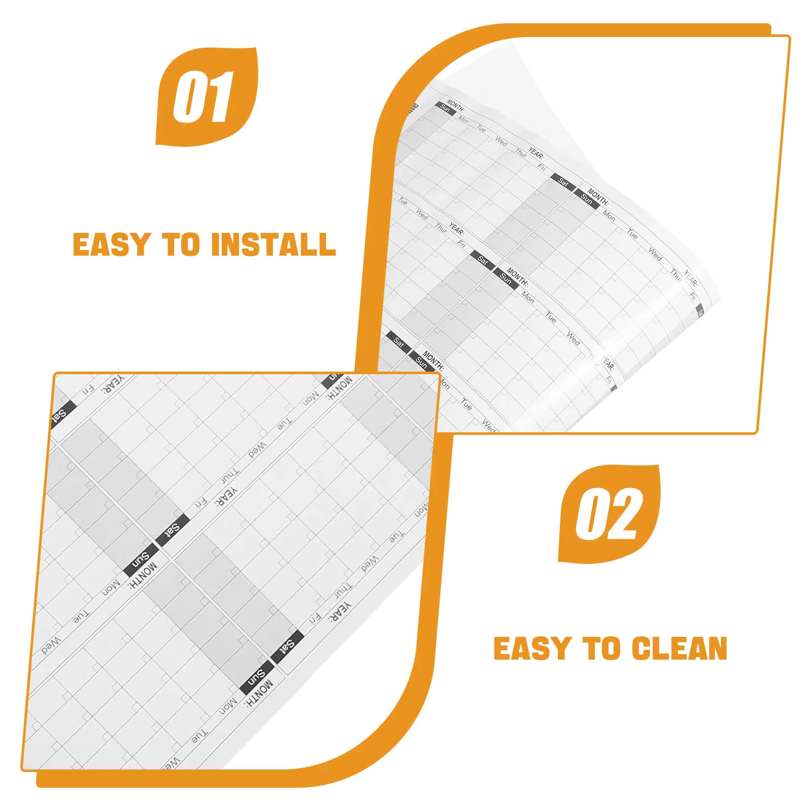 100x42cm Dry Erase Wall Calendar Large Reusable Undated Yearly Planner Whiteboard Surface Waterproof Oil Resistant Monthly