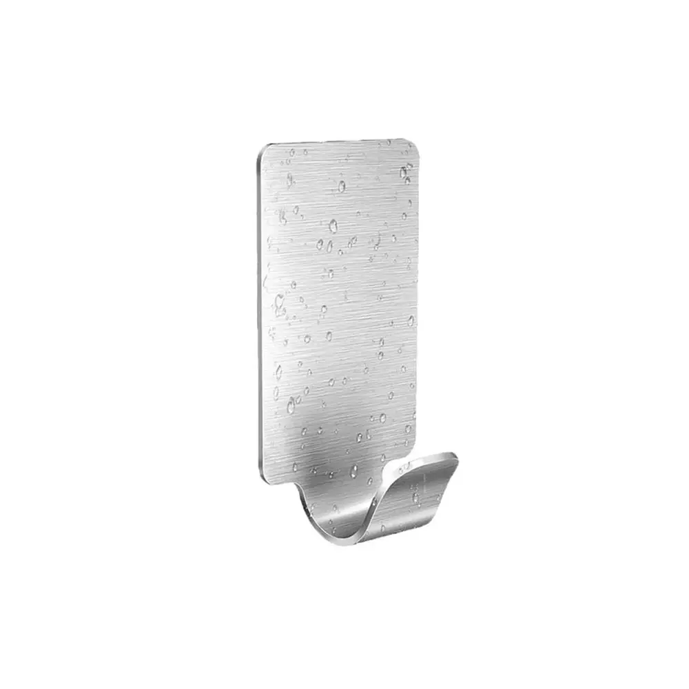 1/6Pcs Kitchen Bathroom Wall Hanger Hook Stainless Steel Self Adhesive Bathroom Organizer Multi-purpose Small Towel Rack Hanger
