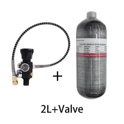 TUXING 2L Carbon Fiber Cylinder with Regulator Gauge valve 4500psi 300Bar High Pressure Fill Station Tank Scuba Diving M18*1.5
