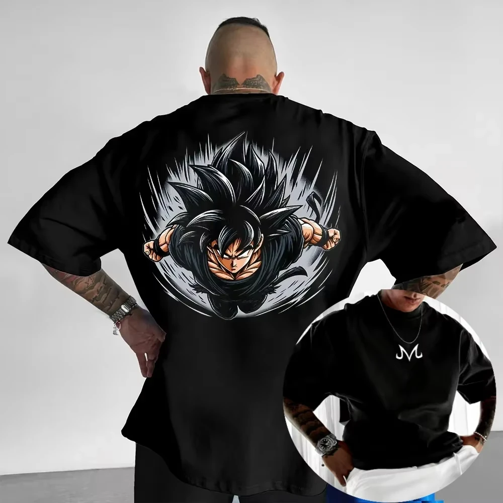 

2026 Summer Dragon Ball Goku 100% Cotton Back Print Vintage Oversized Casual Unisex T-Shirt for DBZ Fans Loose Streetwear Y2k