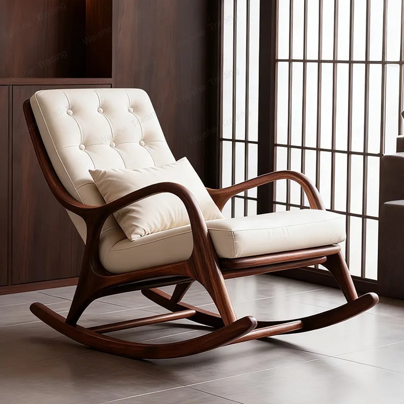 North American black walnut solid wood rocking chair bedroom living room balcony lazy recliner