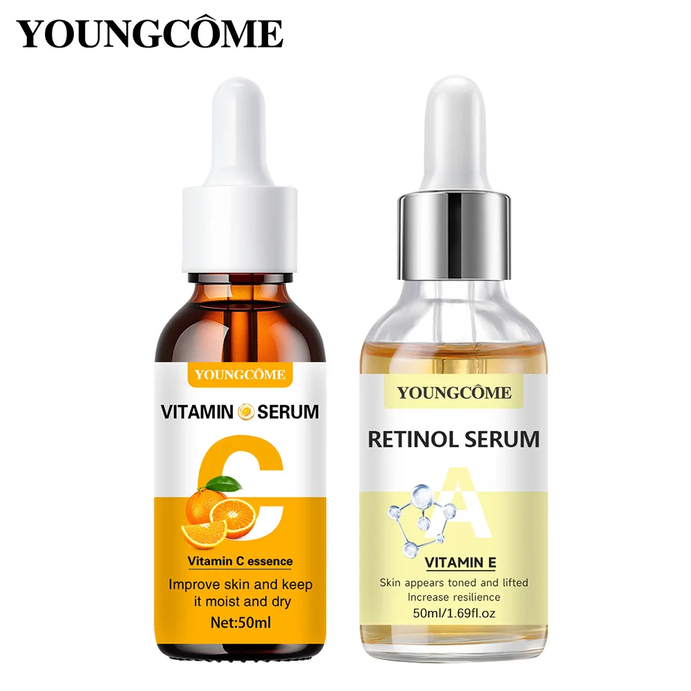 YOUNGCOME 2 peças de soro forficado de vitamina C e retinol rico em VC mantém a pele hidratada e lisa, linhas finas e rugas