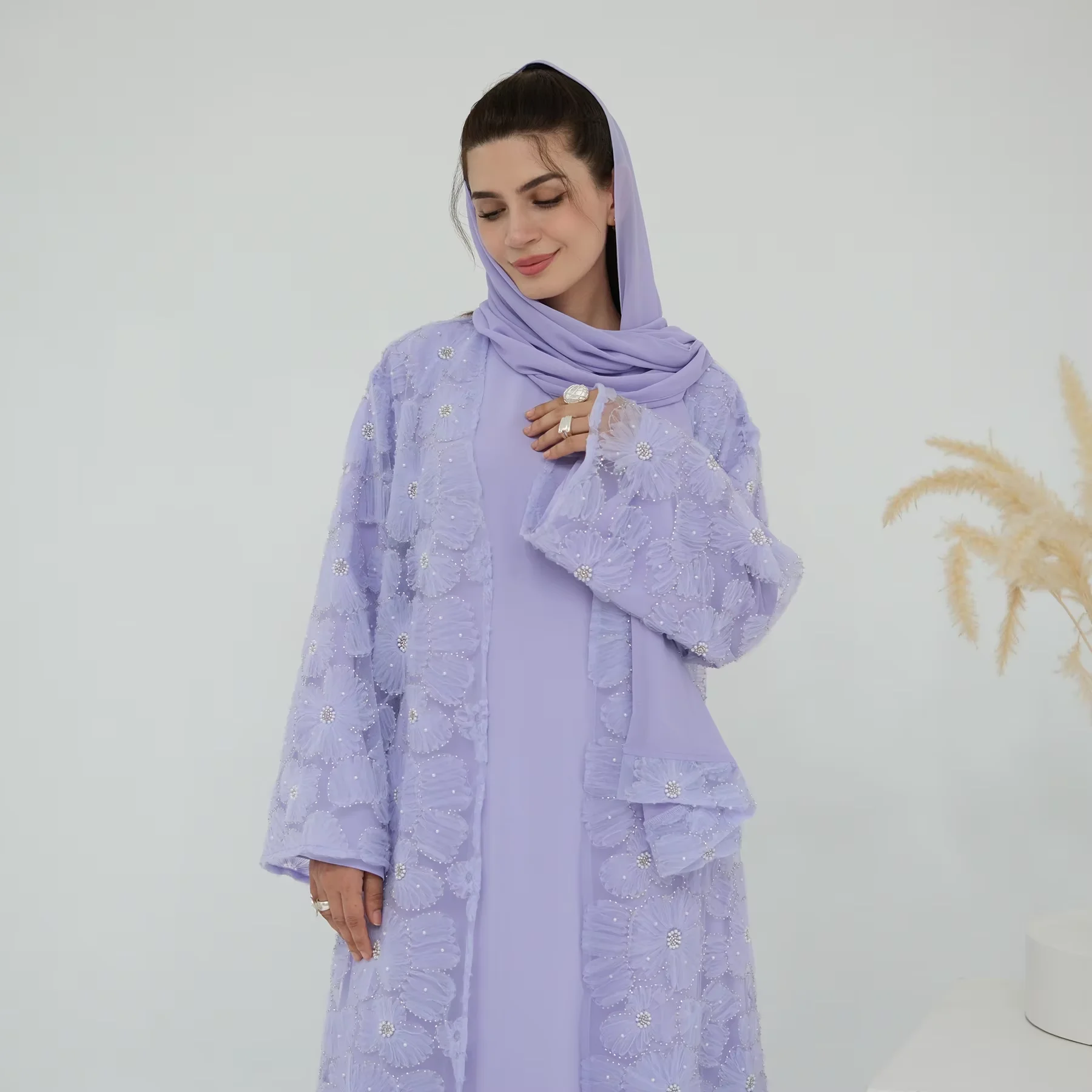 دبي التطريز كيمونو سترة الحجاب فستان المرأة مسلم مجموعة تركيا قفطان عيد رمضان الإسلام جلابية كيبيا قفطان عباية رداء