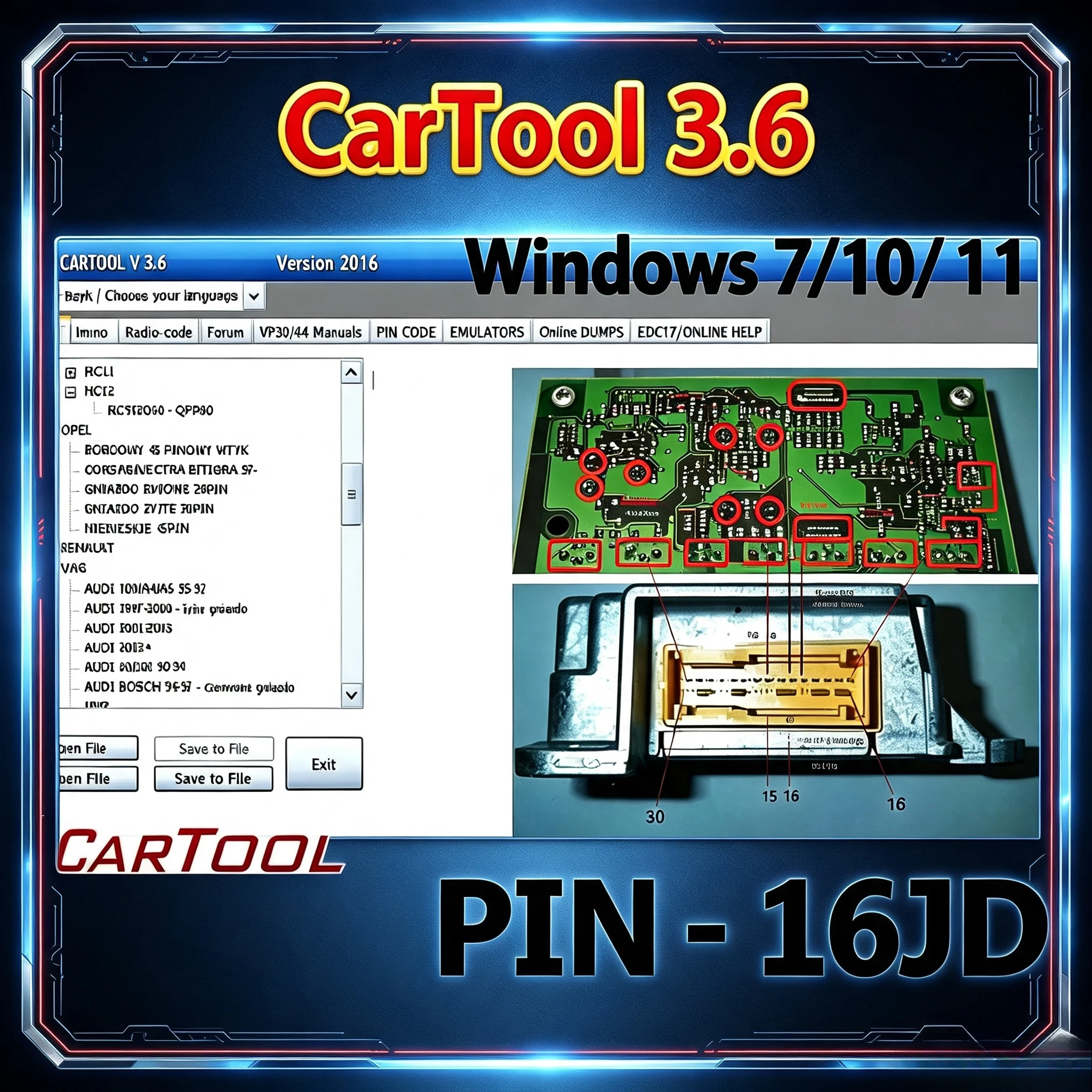 CarTool 3.6 Car Tool for Immo and Airbag Reset Car Repair Software Windows 7/10/11