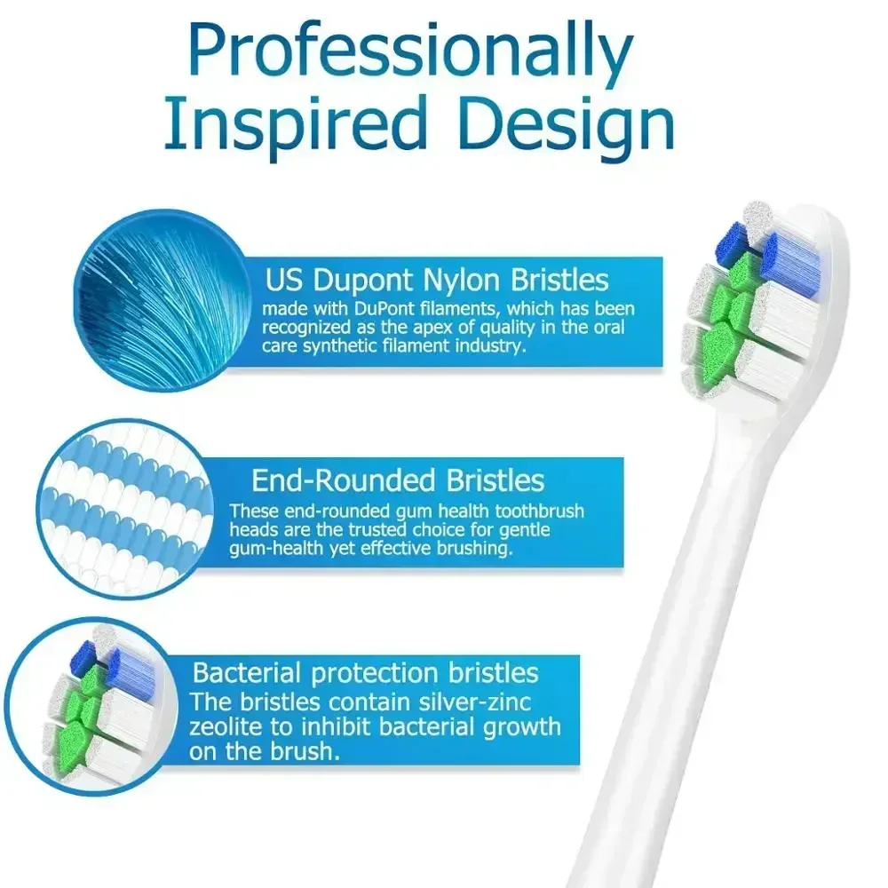 Diamond Toothbrush Heads for Sonicare, Fits 2 Series, ProResults, FlexCare, Healthy White, Platinum, EasyClean, Gum Health White