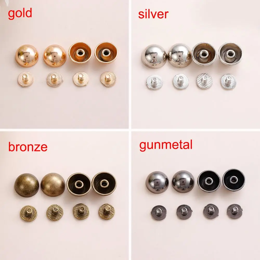 Parafusos de cabeça redonda sólida para DIY, alça de pano, rebites, prego cúpula cogumelo, roupas, bolsa, sapatos, 8mm, 10mm, 12mm, 16mm, 20mm, 10pcs