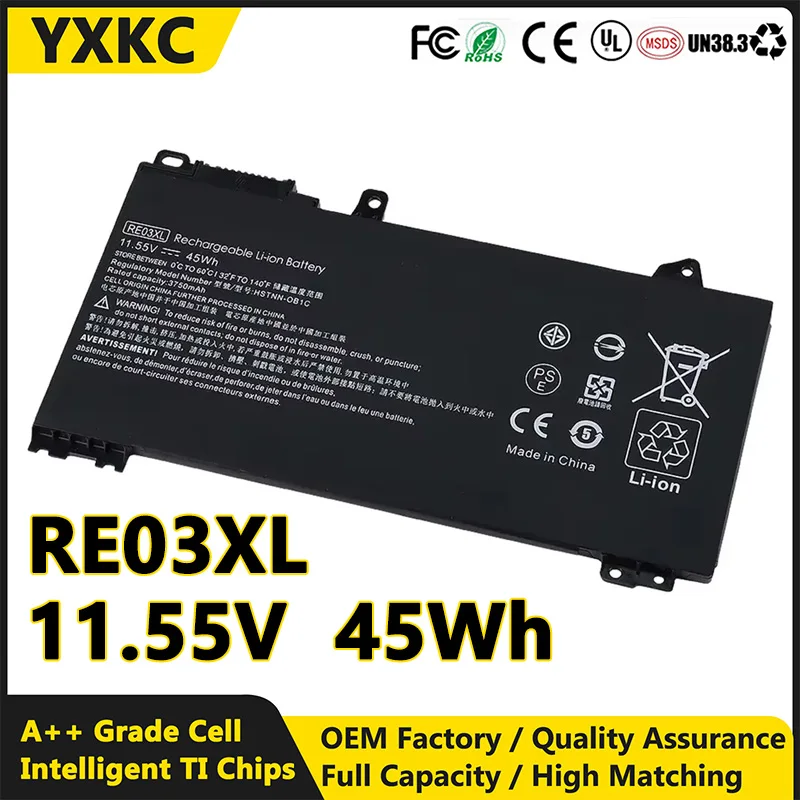 RE03XL 11.55V 45Wh Brand New Laptop Battery for HP ProBook 445 450 455 440 430 G6 Series HSTNN-DB9N L32407-2B1 RE03XL