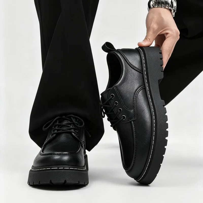 Men British Retro Formal Leather Shoes New Fall, Non-slip Durable All-match Daily Business Office Casual Dress Shoes