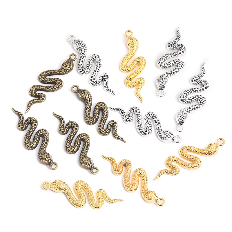 Fashion 10 pcs snake pendants fit DIY handmade necklace bracelet charms Jewelry Making finding