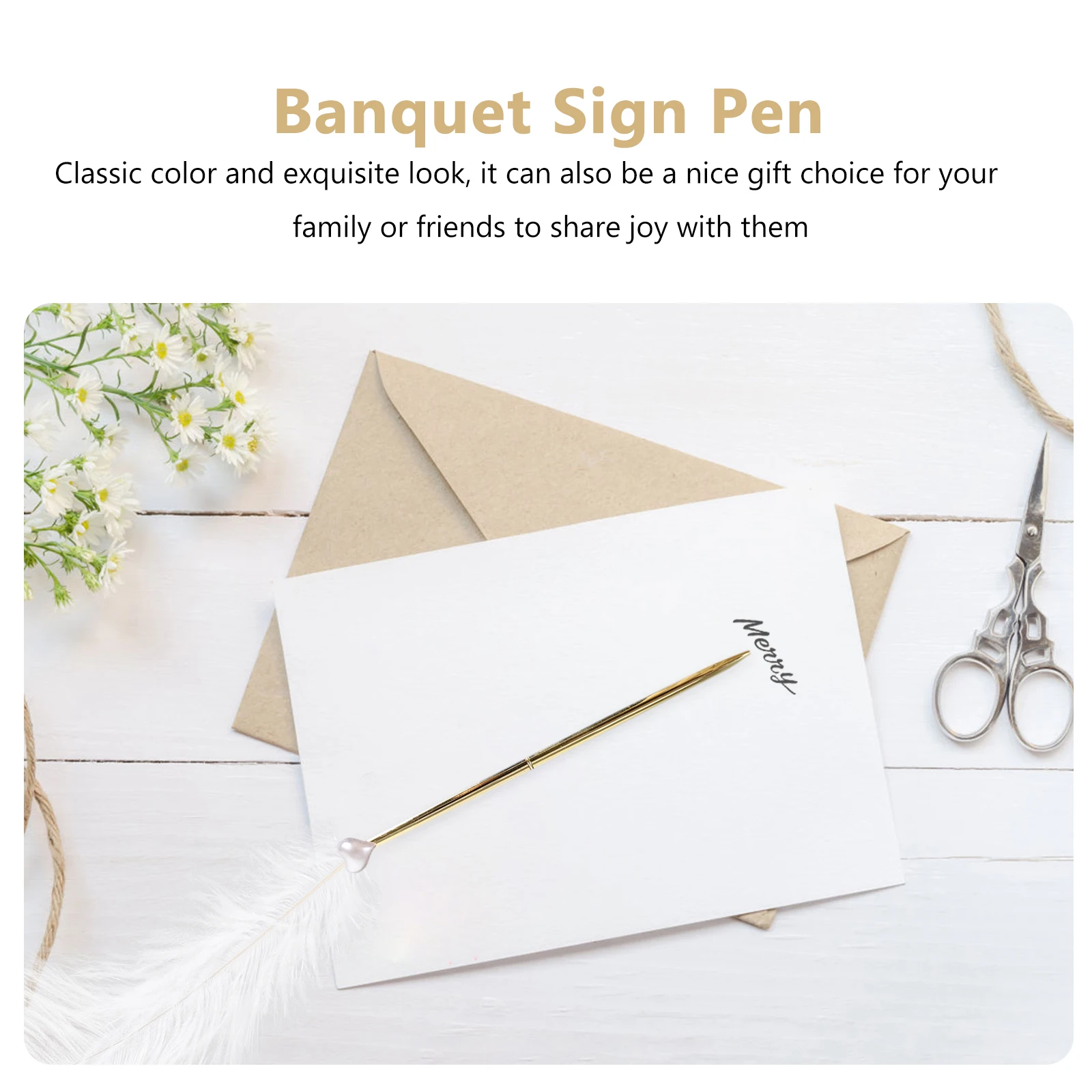 

Penholder Quill Stand Nurse Holders White Wedding Plated Autograph Pens for Signing