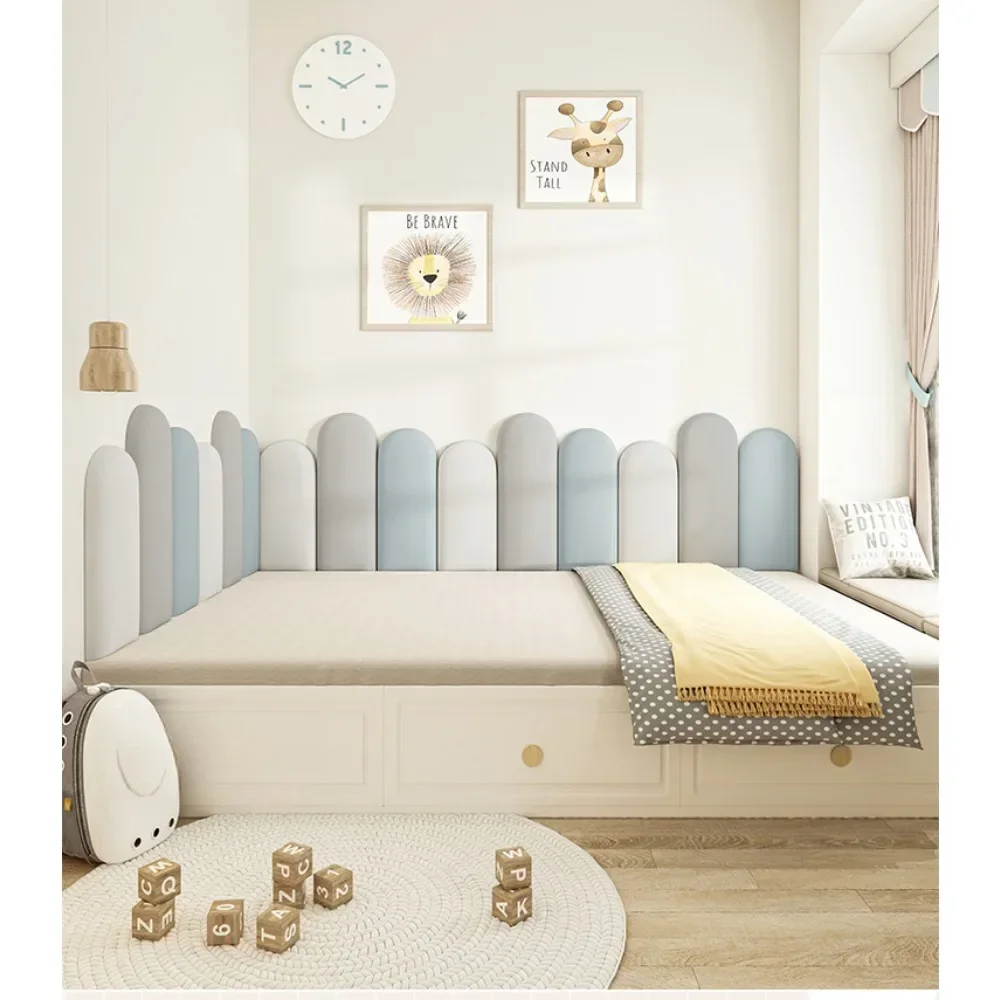 Bed Head Backrest Cushion Anti-collision Wall Stickers Technology Cloth Children\'s Room Home Decoration Self-adhesive Headboards