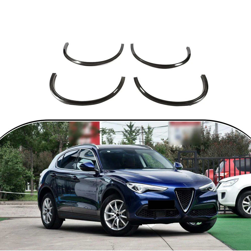 Carbon Fiber Car Wheel Eyebrow Arch Trim Lips Flares Protect or for Alfa Rpmeo Stelvio 2017-2019